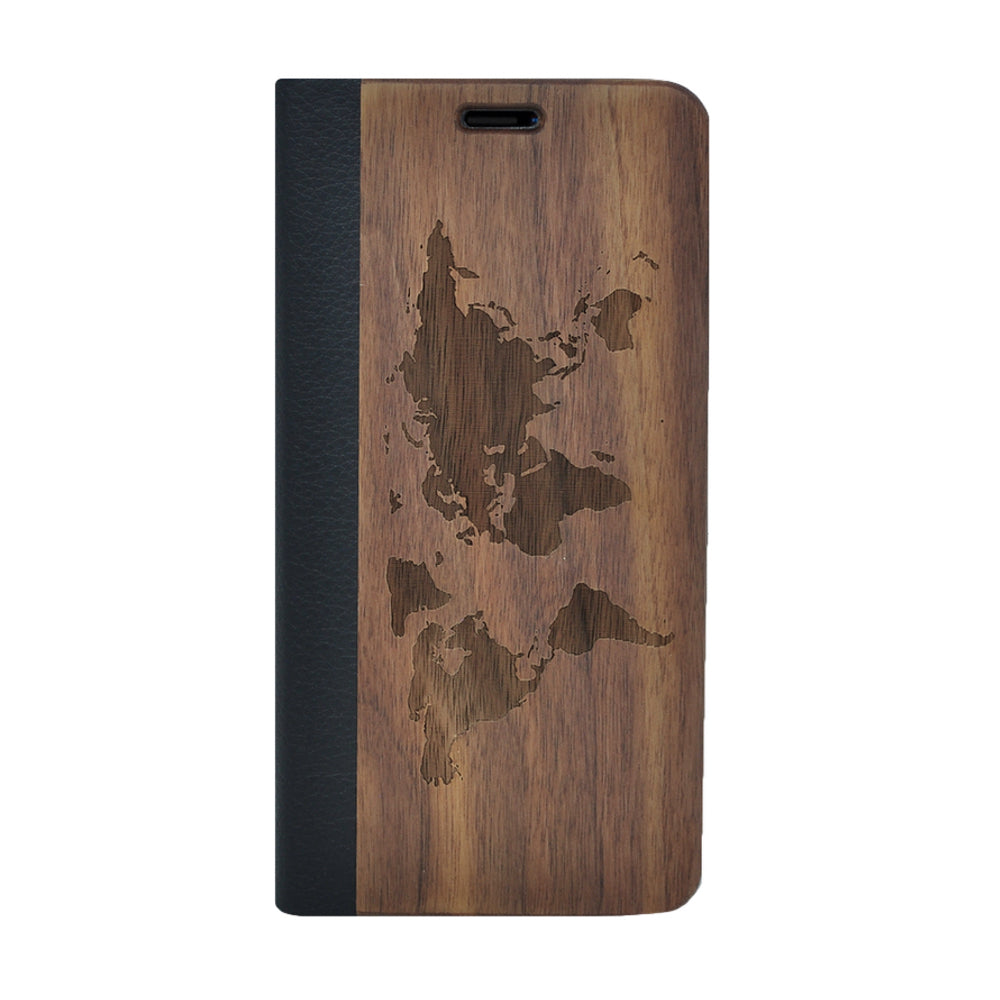 Nussholz Klapphülle iPhone 15 Pro Max - Welt