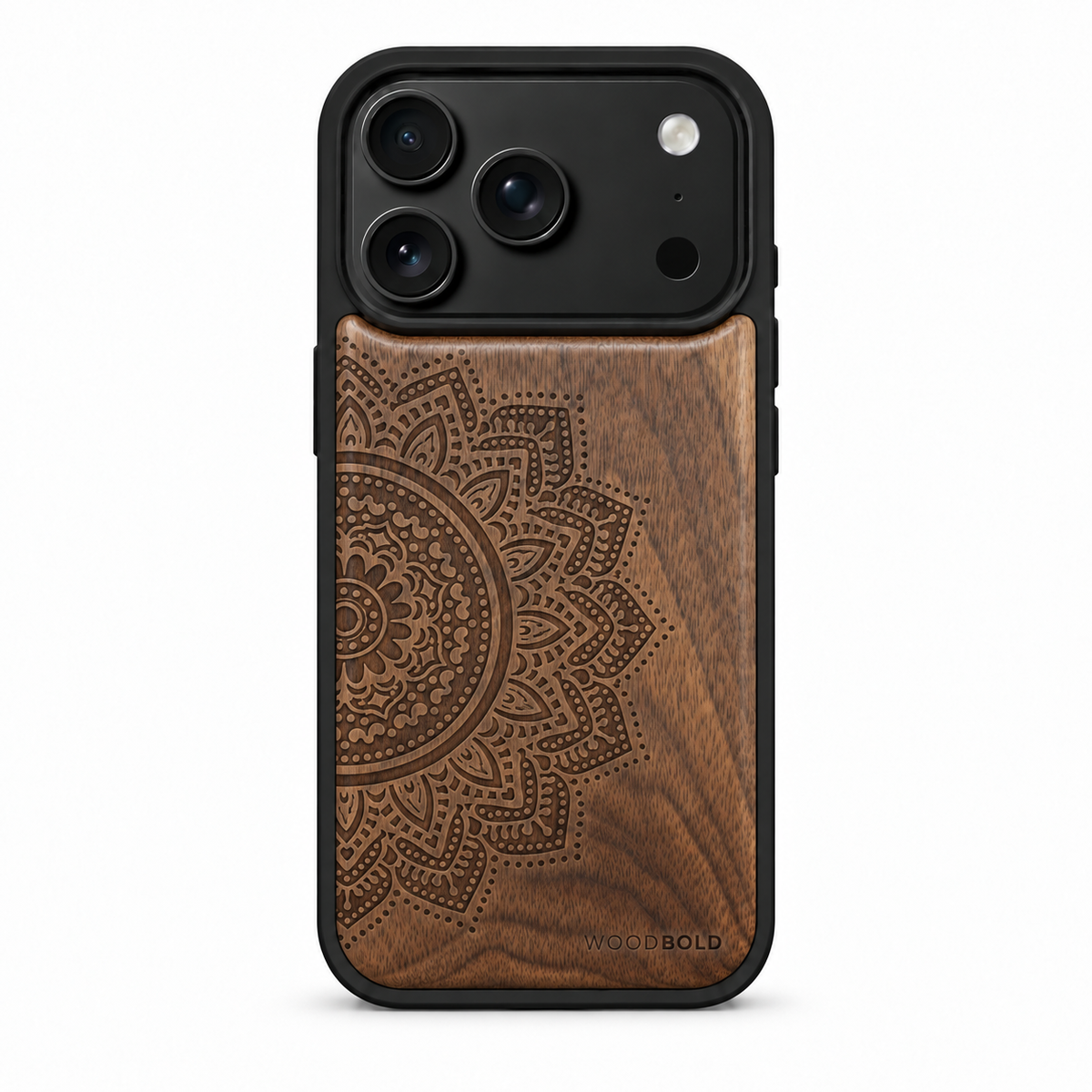 Nussholz Handyhülle iPhone 18 Pro / 17 Pro - Mandala