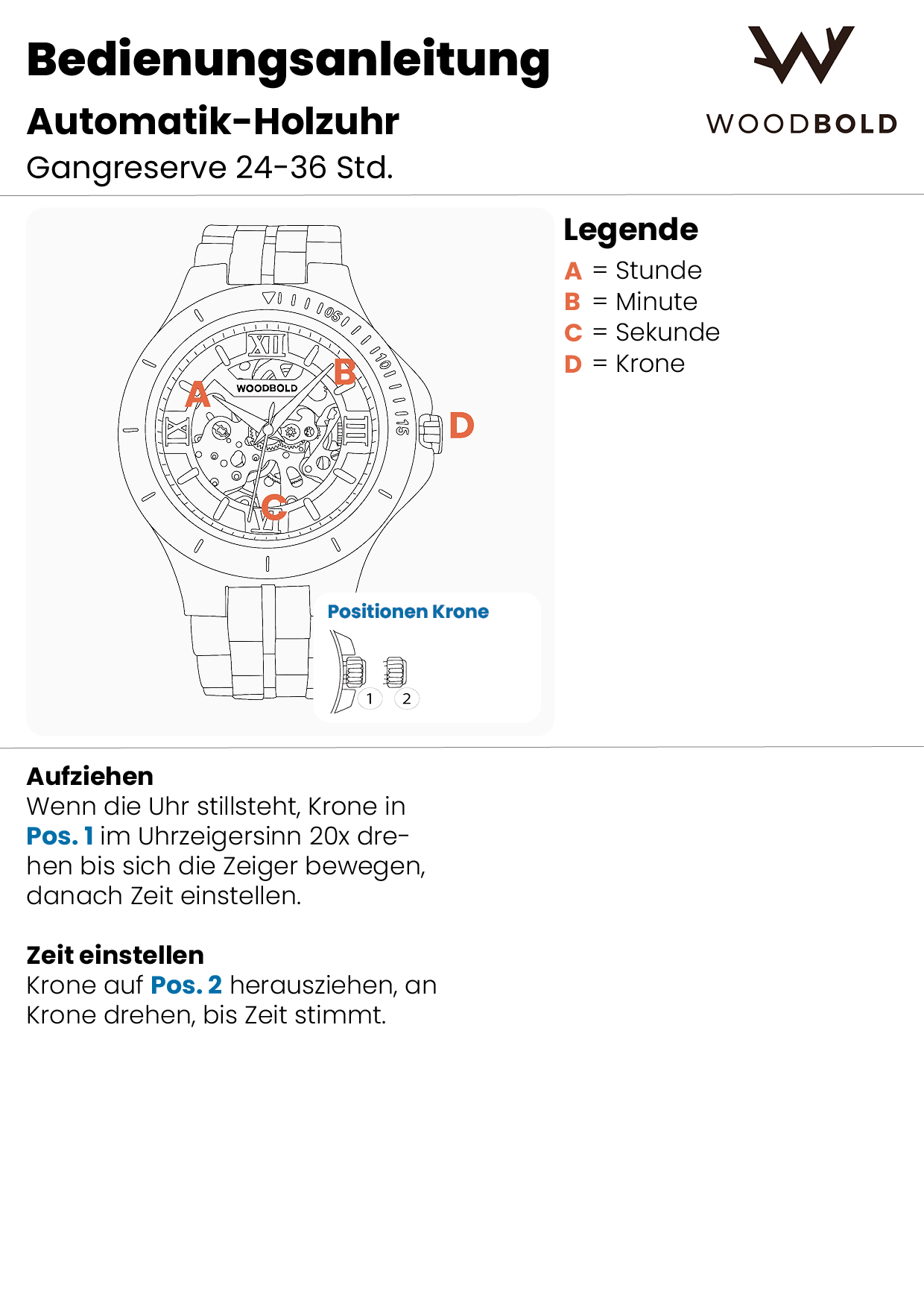 Bedienungsanleitung Automatik-Holzuhr