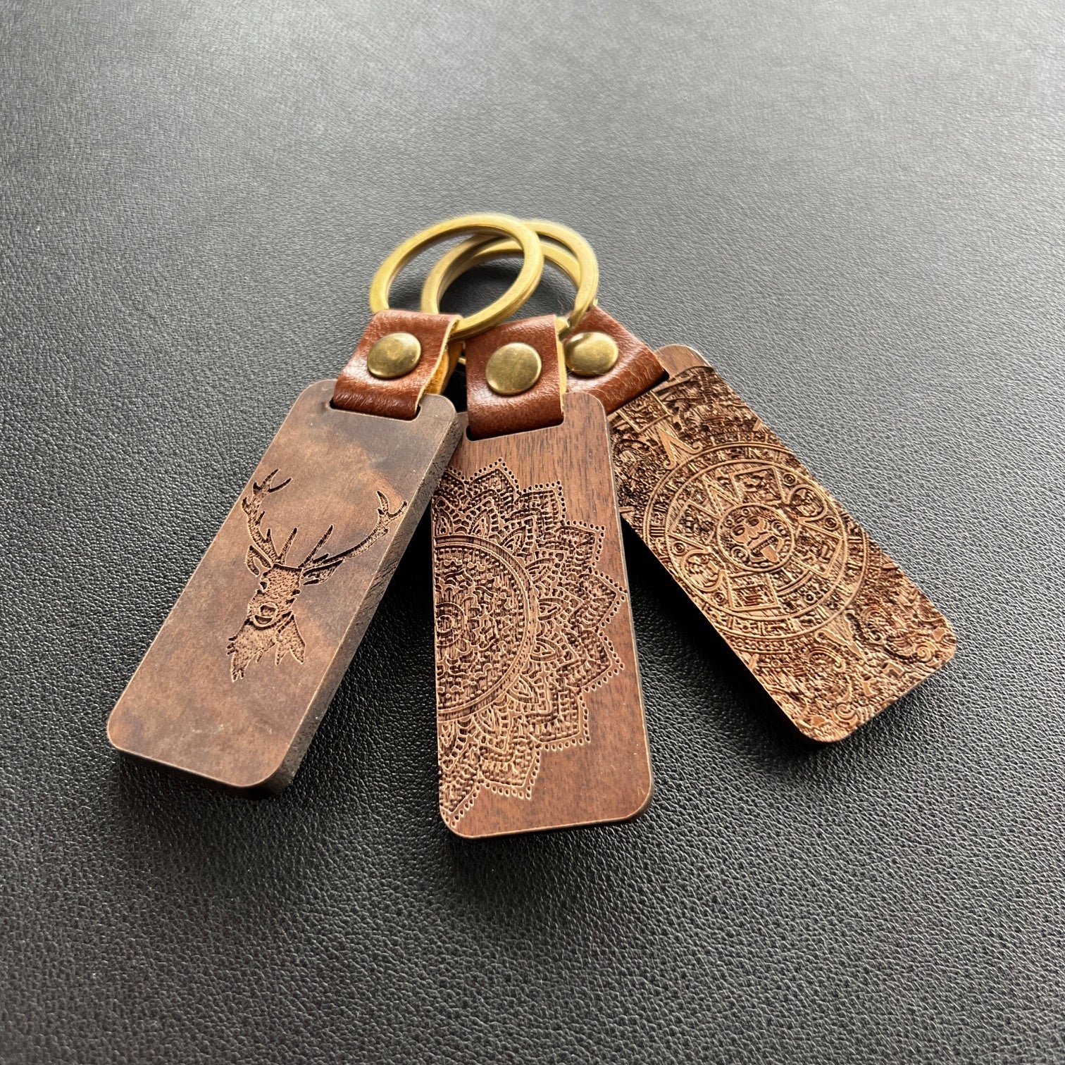 Wooden keychain with motif