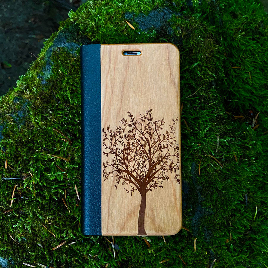 Cherry wood flip case for Samsung Galaxy A16 - Tree