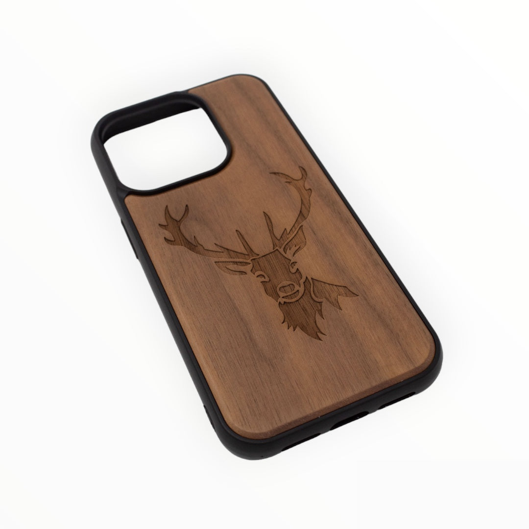 Walnut wood phone case for iPhone 14 - Deer