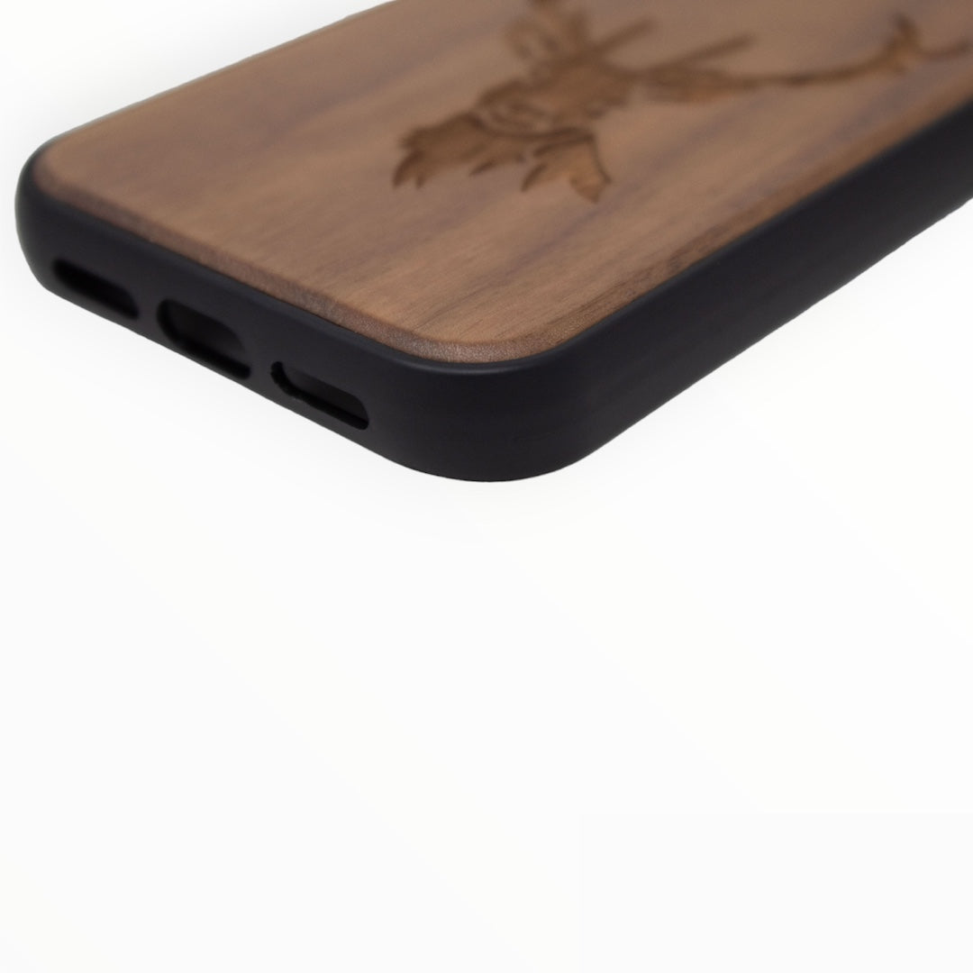 Walnut wood phone case for iPhone 14 - Deer
