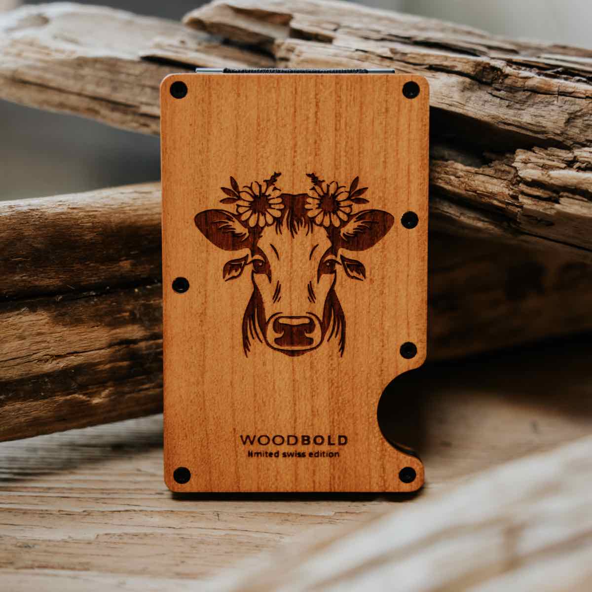 Cardholder Clip – Kirsch Holz – Schweizer Kuh