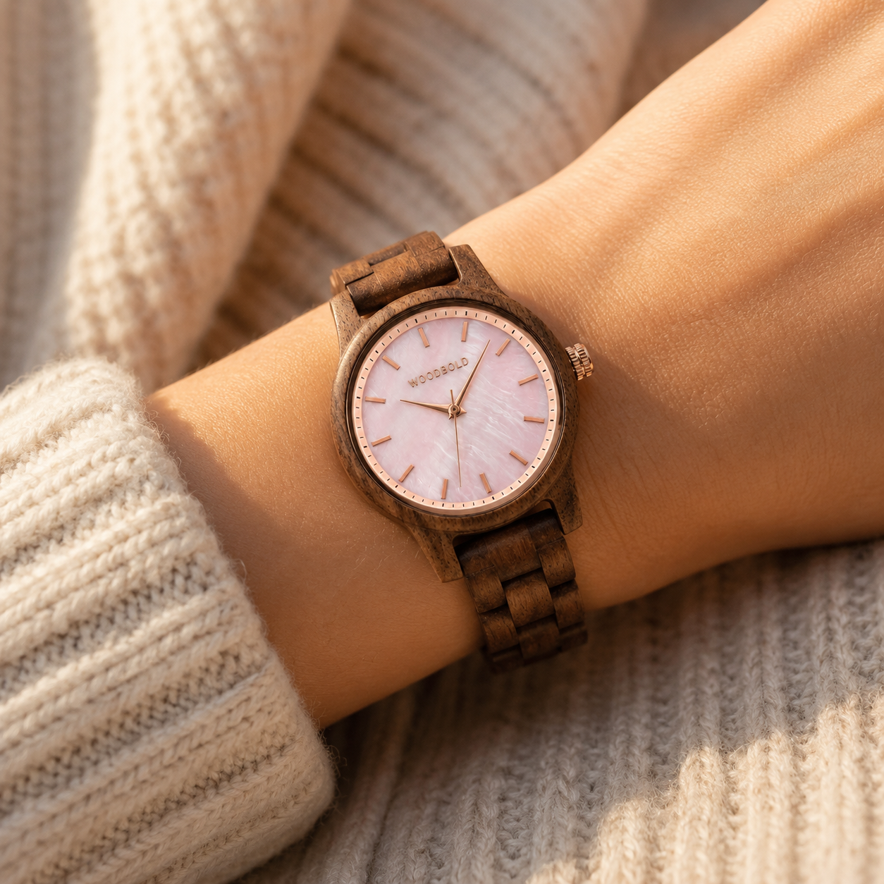 Wooden clock, walnut blossom