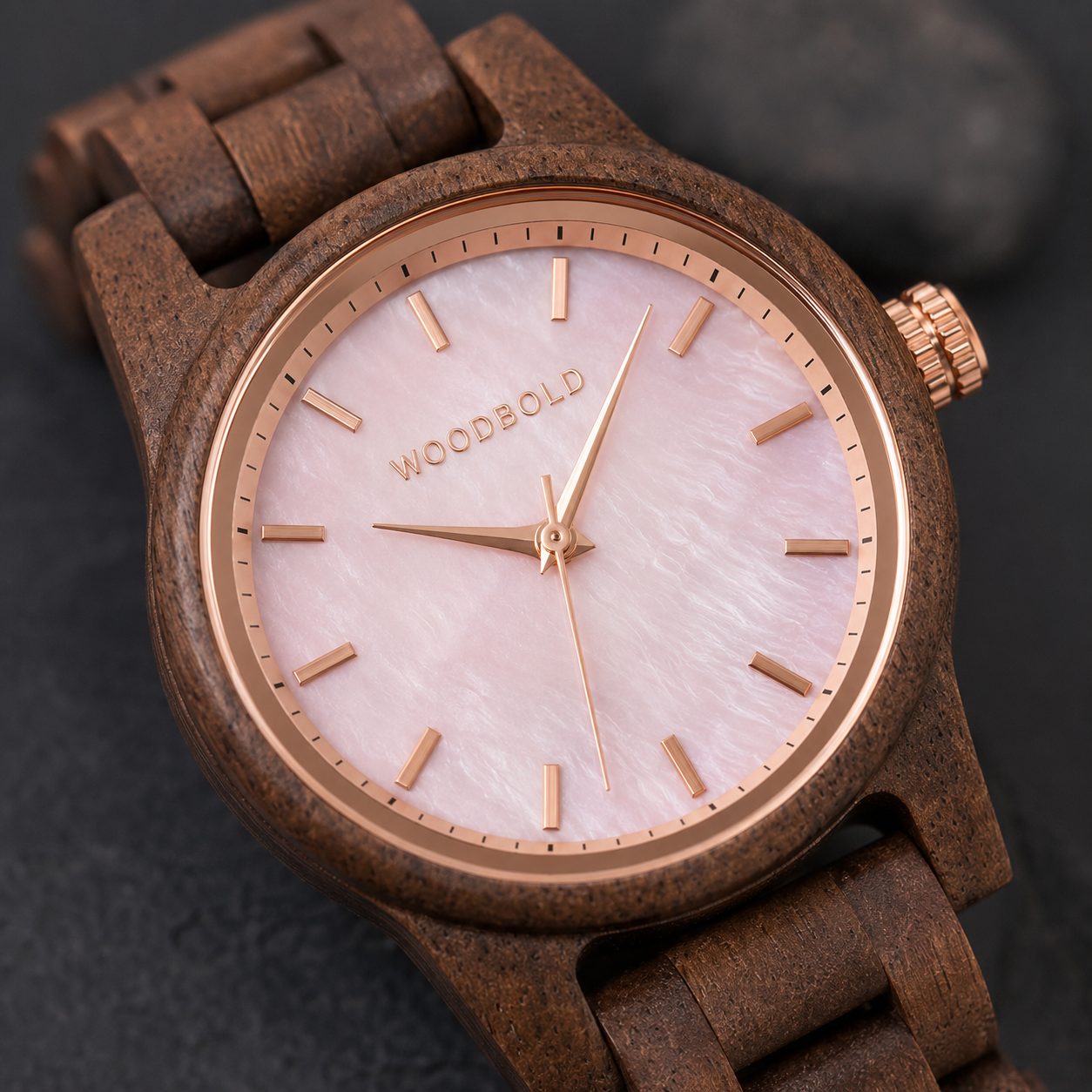 Wooden clock, walnut blossom
