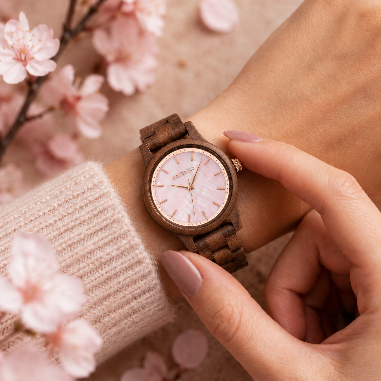 Wooden clock, walnut blossom