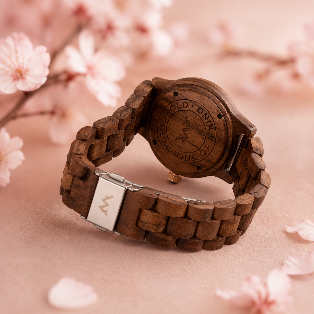Wooden clock, walnut blossom