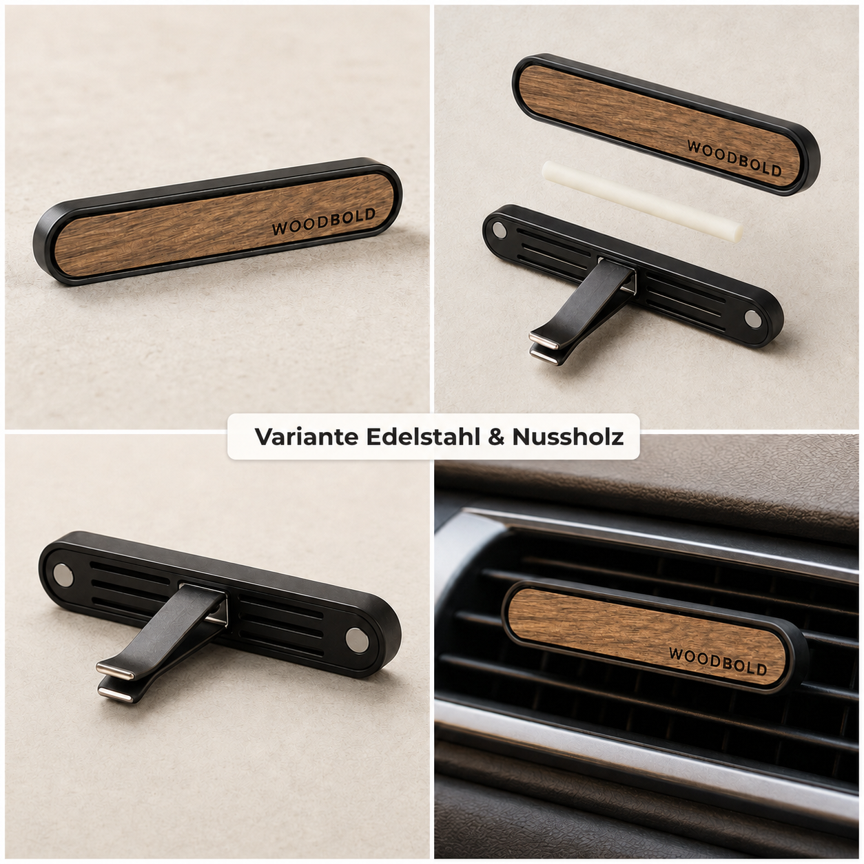 Autoduft-Diffusor aus Nussholz & Edelstahl