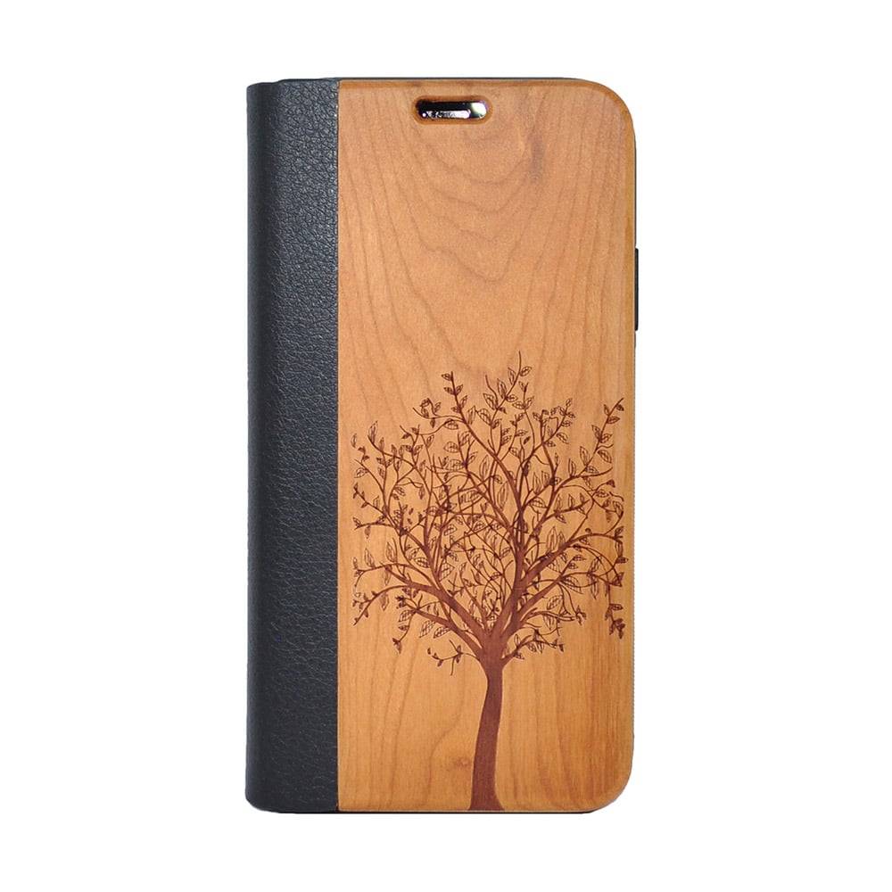 Kirschholz Klapphülle iPhone XR - Baum