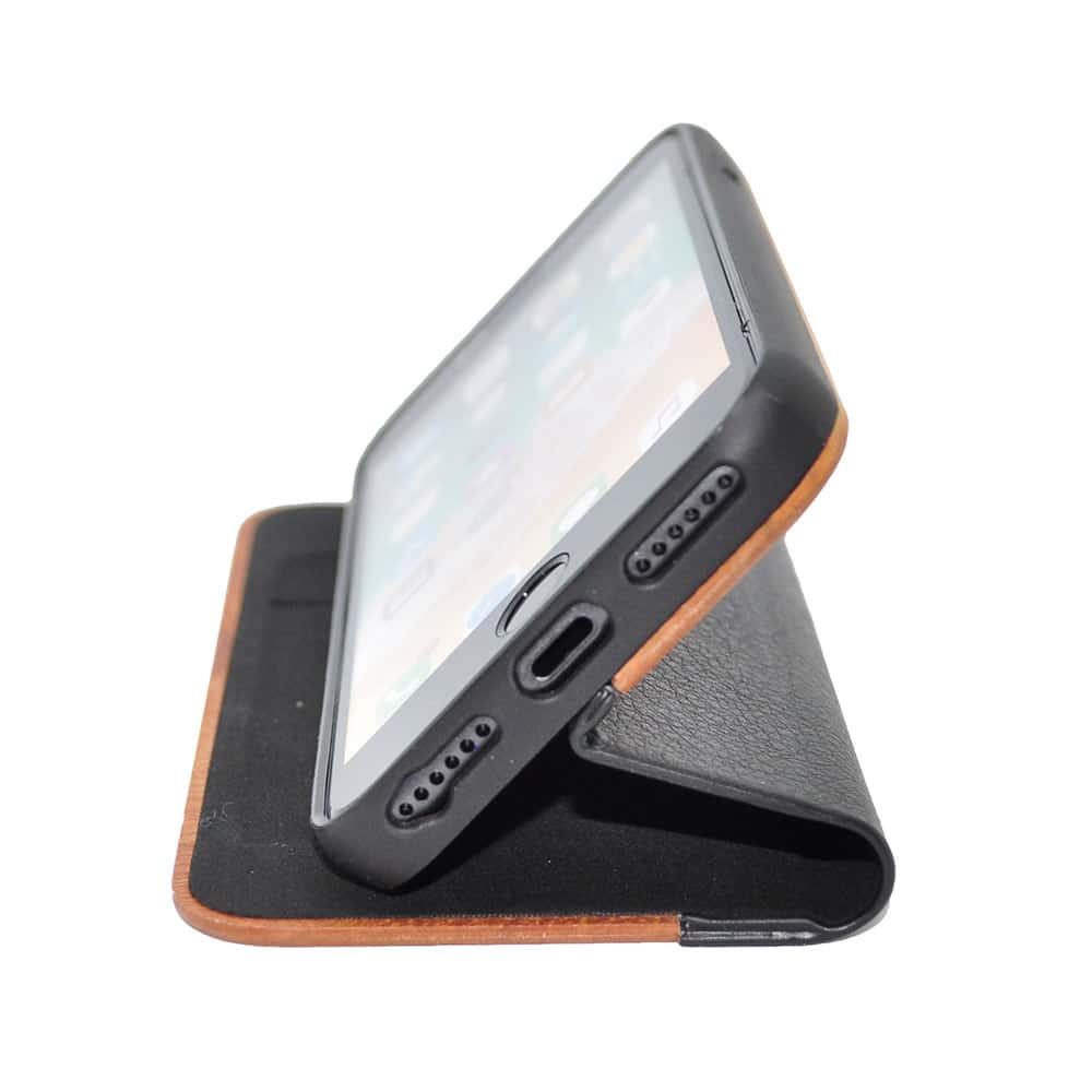 Kirschholz Klapphülle iPhone SE 2022 & 2020 / 8 / 7 / 6(s) - Kompass