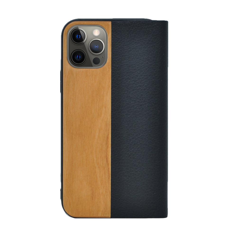 Kirschholz Klapphülle iPhone 15 Pro Max - Lebensblume