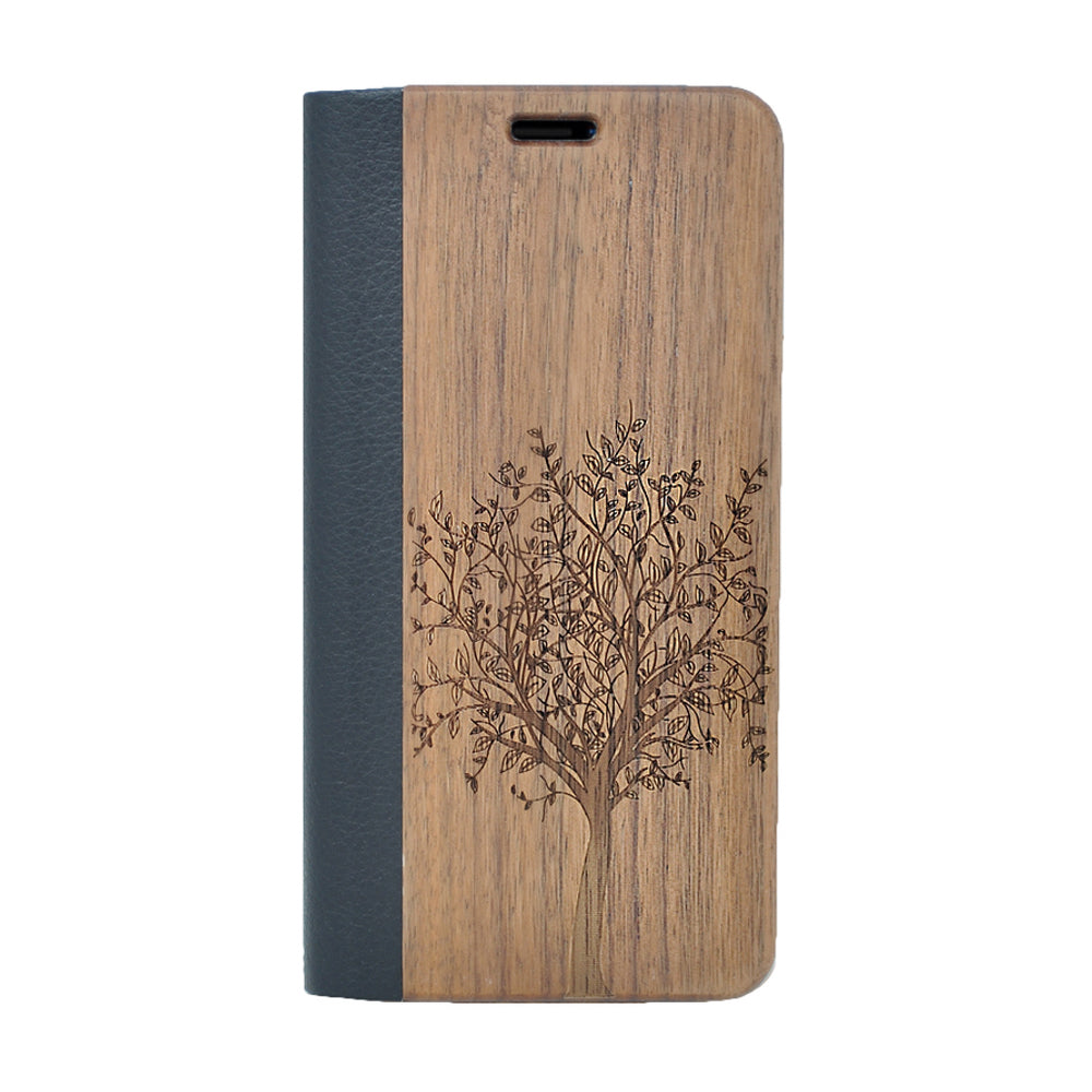 Nussholz Klapphülle iPhone 14 Pro Max - Baum