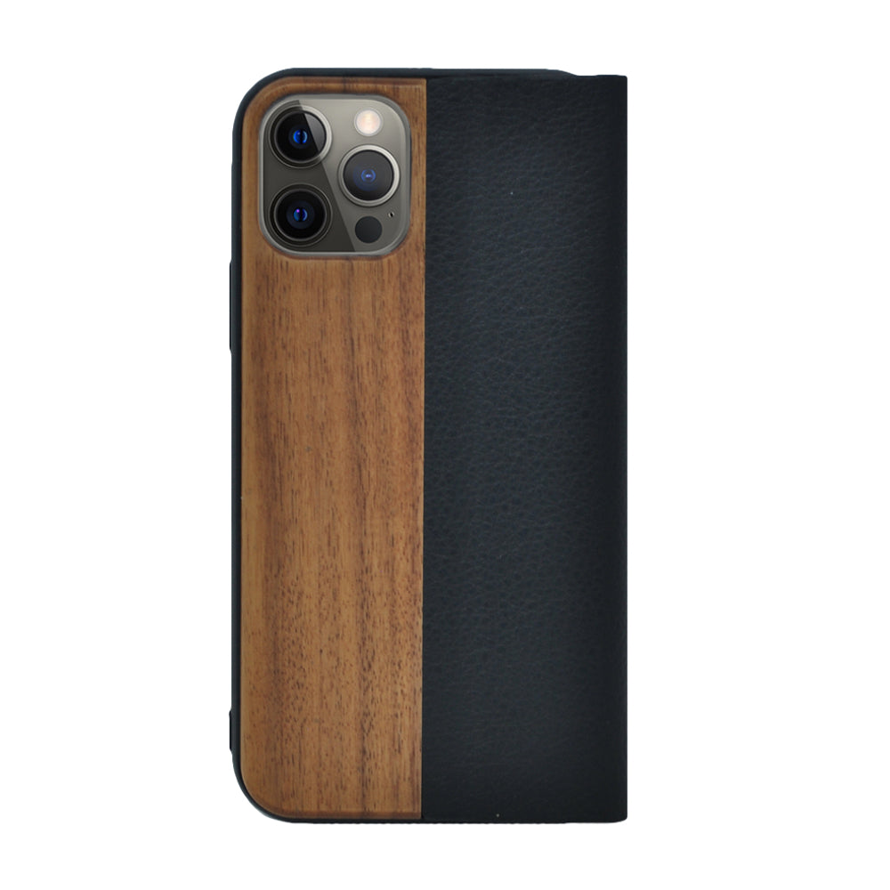 Nussholz Klapphülle iPhone 15 Pro Max - Hirsch