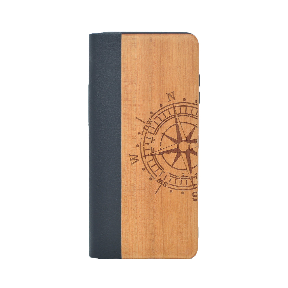 Kirschholz Klapphülle Samsung Galaxy S21 Plus - Kompass