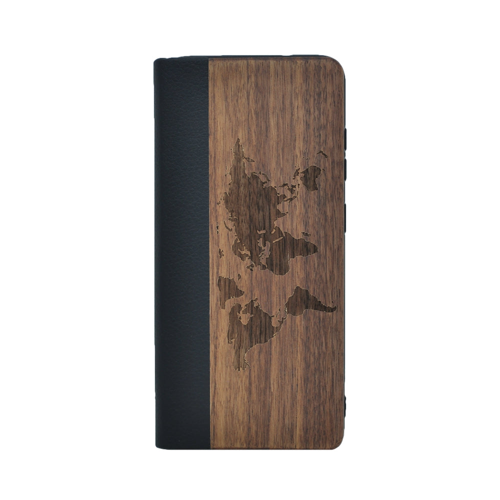 Nussholz Klapphülle Samsung Galaxy S21 Plus - Welt