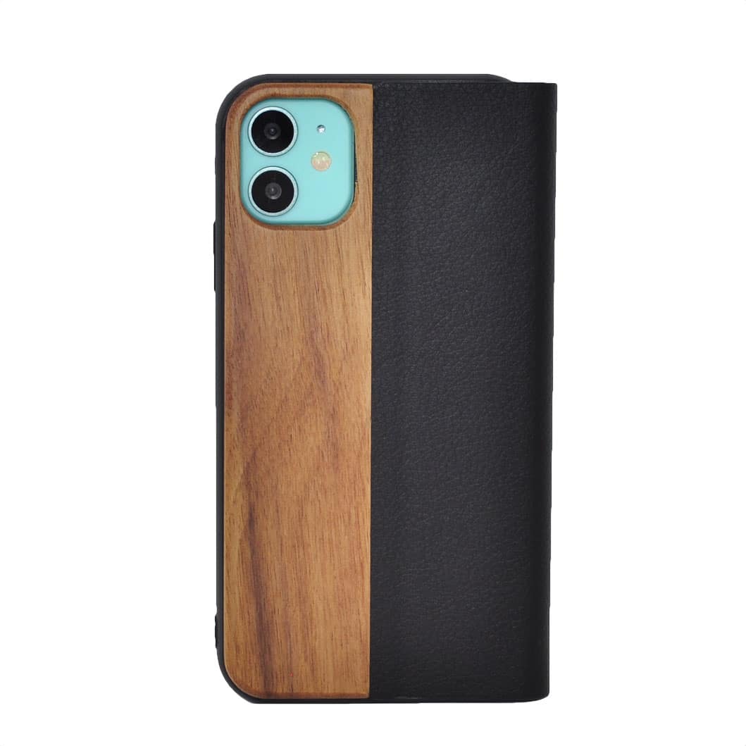 Nussholz Klapphülle iPhone 11 - Mandala