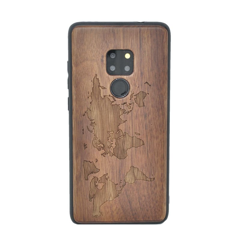 Nussholz Handyhlle Huawei Mate 20 - Welt