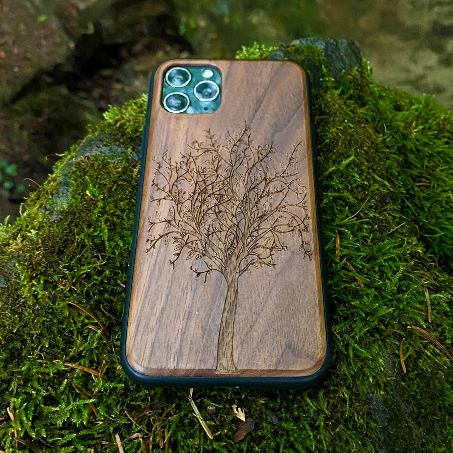 Walnut wood phone case for iPhone 13 Mini - World