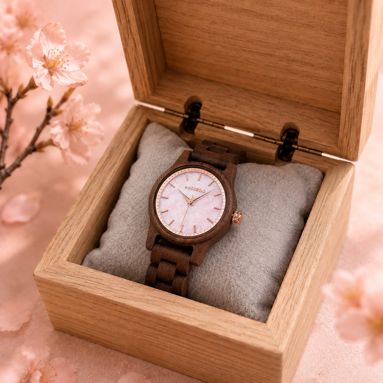 Wooden clock, walnut blossom