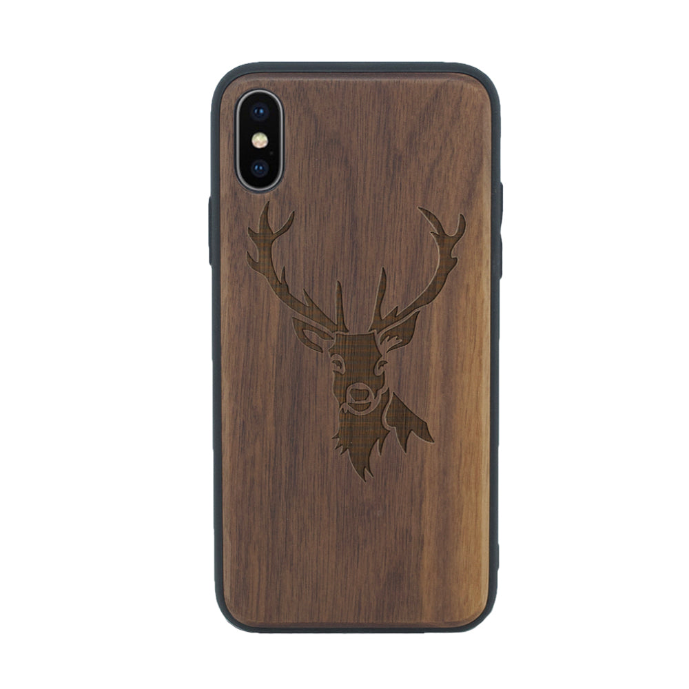 Nussholz Handyhülle iPhone XS Max - Hirsch