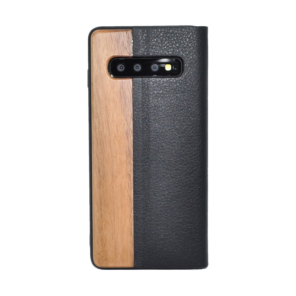 Nussholz Klapphülle Samsung Galaxy S10 - Weltkarte