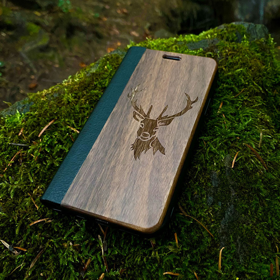 Nussholz Klapphülle Samsung Galaxy S7 Edge - Hirsch