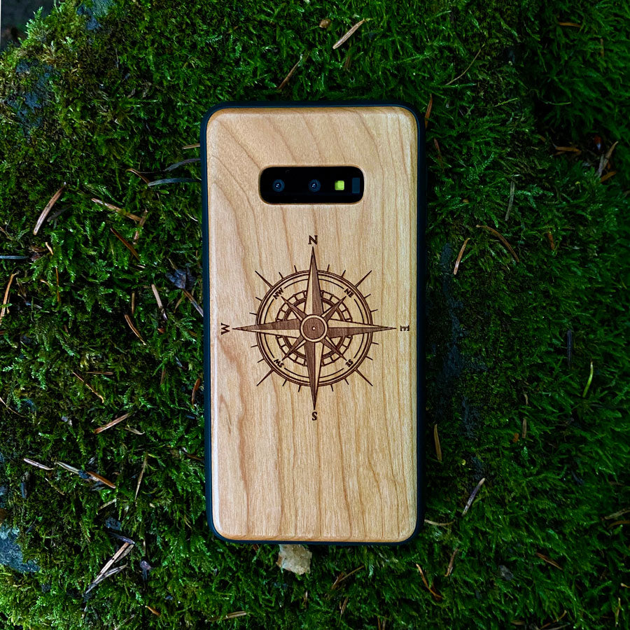 Kirschholz Handyhülle Samsung Galaxy S8 - Kompass