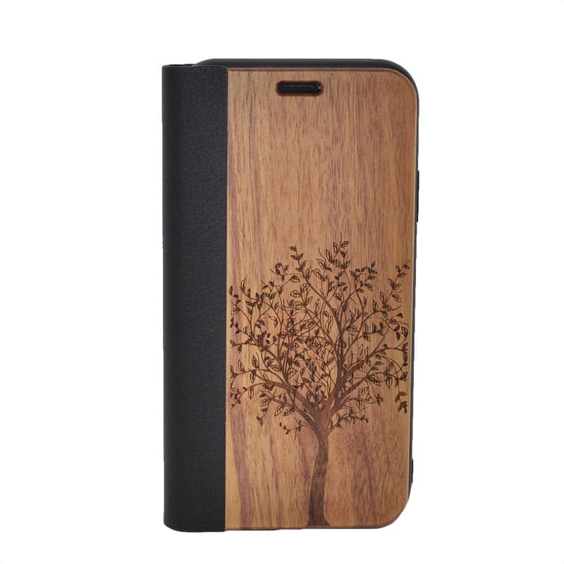 Nussholz Klapphülle Samsung Galaxy A8 2018 - Baum