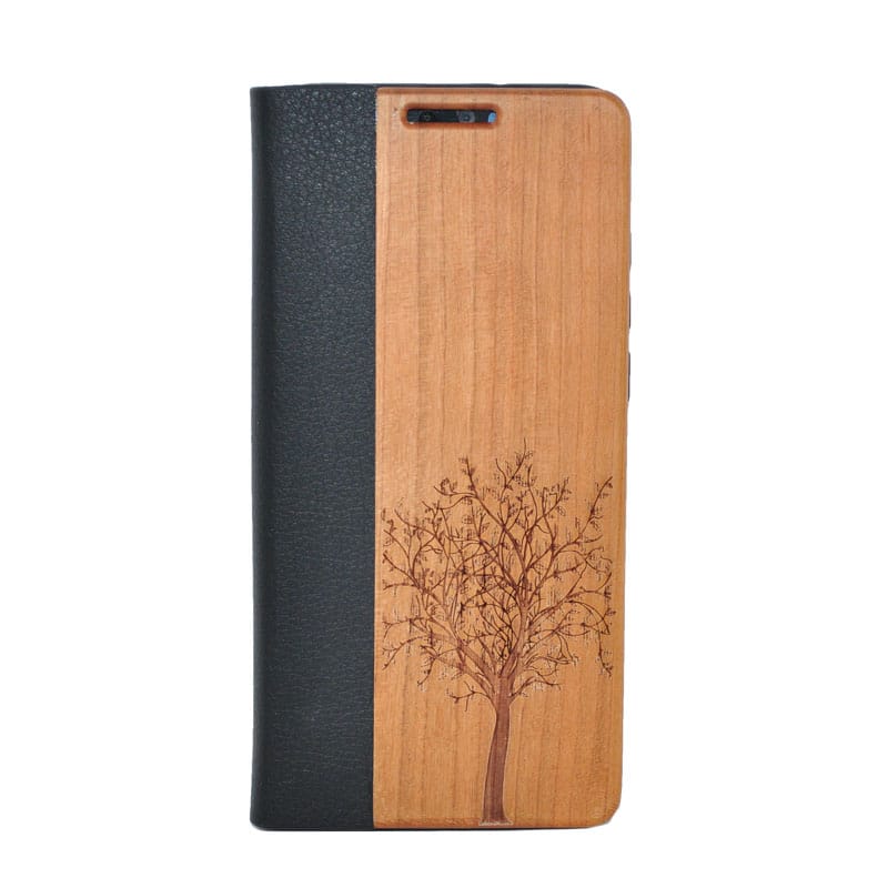 Kirschholz Klapphülle Huawei P20 Lite - Baum
