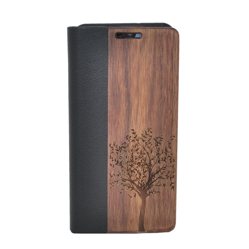 Nussholz Klapphülle Huawei P20 Pro - Baum